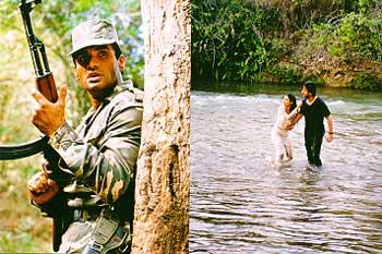 Sunil Shetty, Urmila Matondkar and Fardeen Khan in Jungle