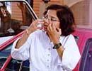 Tanuja Chandra on the sets of Dushman