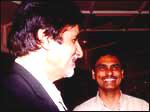 Amitabh Bachchan with Aniruddha Bahal at the Tehelka.com screening at Oberoi, Bombay