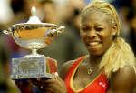 Serena Williams displays her Italian Open trophy