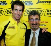 Ralph Firman (L) and Chief Executive of Jordan Grand Prix Eddie Jordan
